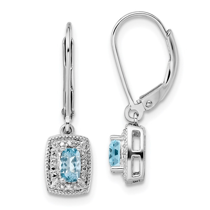 Sterling Silver Rhodium-plated Blue Topaz Diamond Earrings QE10215BT