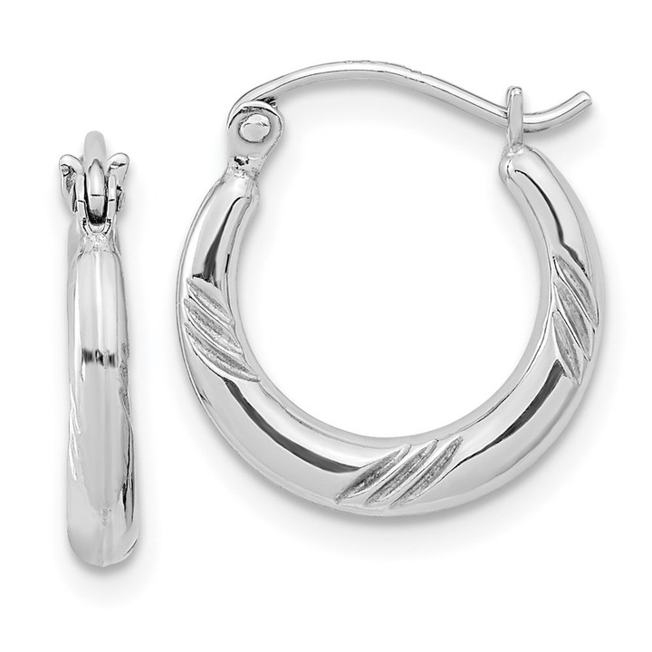 Sterling Silver Rhodium Plated Hoop Earrings QE8383