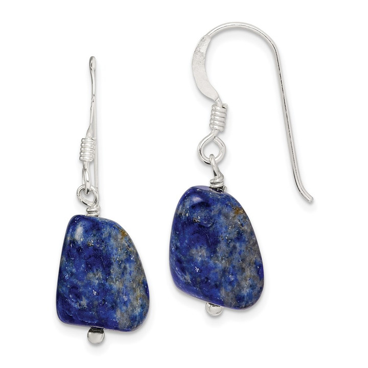 Sterling Silver Polished Blue Lapis Dangle Earrings QE9720