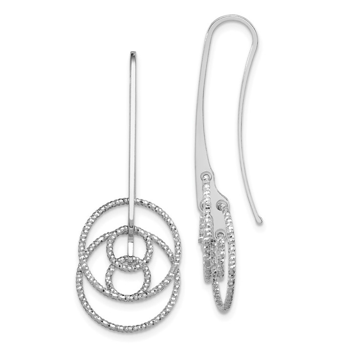 Sterling Silver Rhodium-plated D/C Fancy Circles Dangle Earrings QE11441