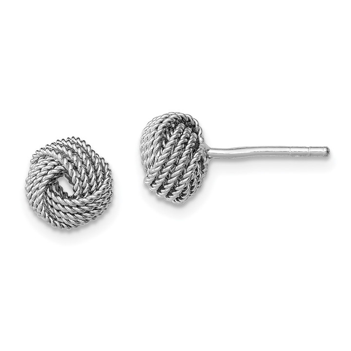 Sterling Silver Rhodium-plated Polished and Twisted Knot Earrings QE11793