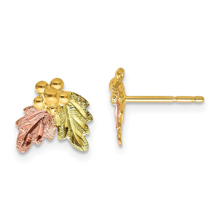 10k Tri-color Black Hills Gold Post Earrings 10BH644