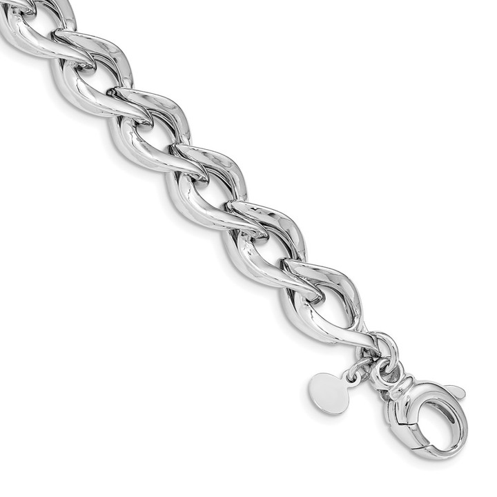 Sterling Silver Rhodium Plated Polished Link Bracelet QG5004-8