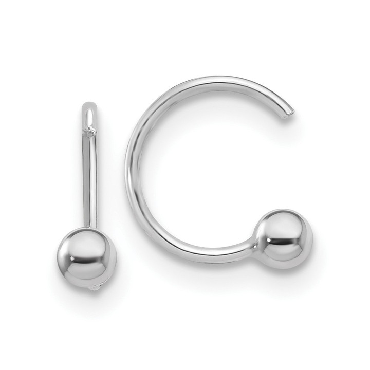 Sterling Silver Rhodium-plated Polished Ball Pair of Cuff Earrings QE14820