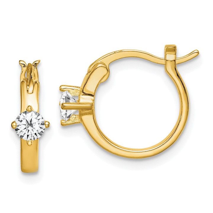 Sterling Silver Gold-tone Square CZ Hoop Earrings QE15033