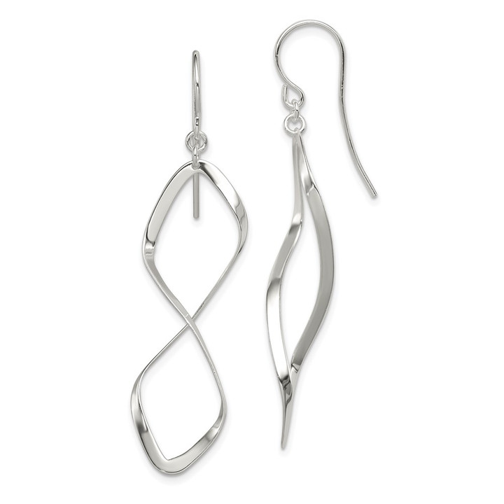 Sterling Silver Rhodium-plated Polished Twisted Dangle Earrings QE4066
