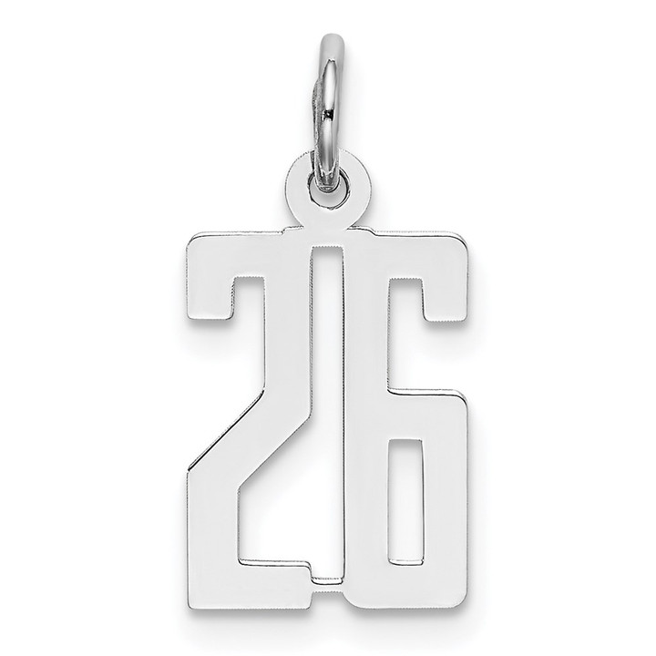 Sterling Silver/Rhodium-plated Elongated Number 26 Charm QES26