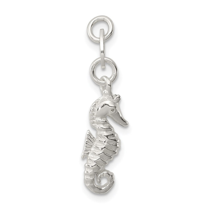 Sterling Silver Polished and Textured Seahorse Charm QC8778