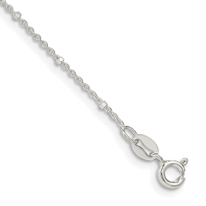 Sterling Silver 1.25mm Rolo with Beads Chain Anklet QFC163-9