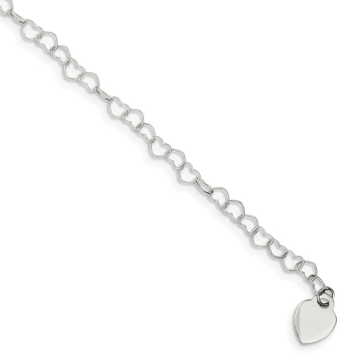 Sterling Silver Engraveable Heart Link Childs Bracelet QG1453-6