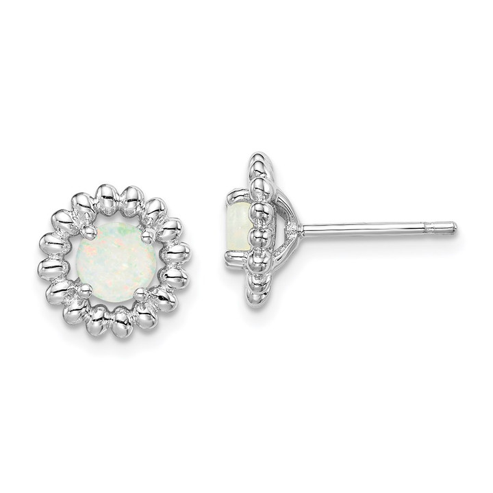 Sterling Silver Rhod-plat Milky Opal Earrings QE14495OCT