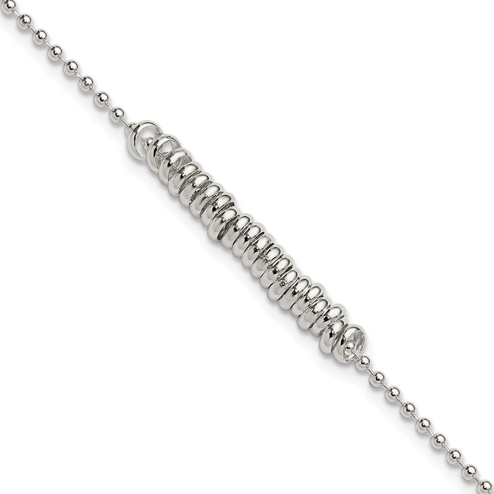 Sterling Silver 9inch Polished Fancy Love Ring Anklet QG286-9