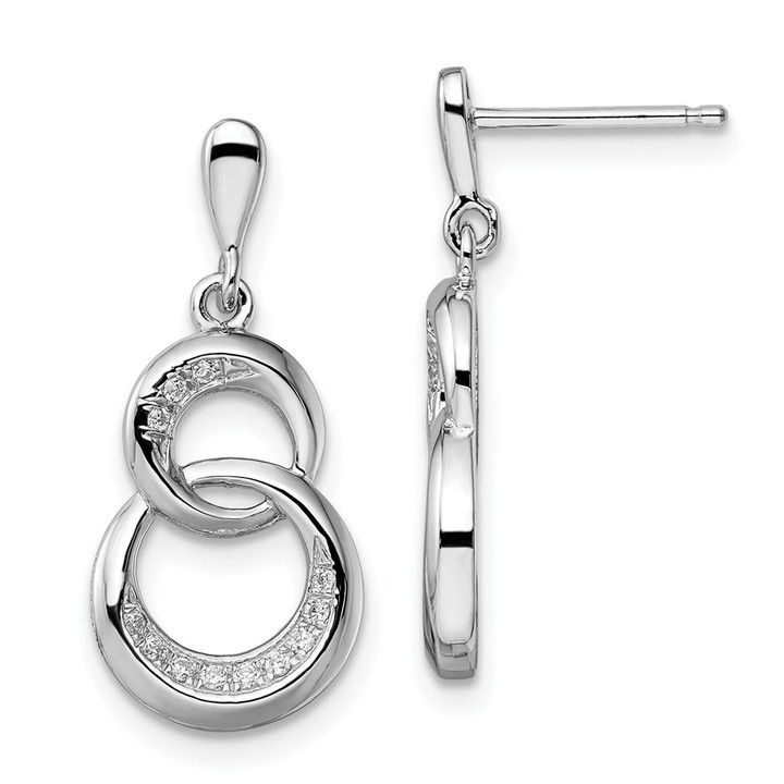 Brilliant Embers Sterling Silver Rhodium-plated 24 Stone Micro Pav CZ Dangle Post Earrings QMP188