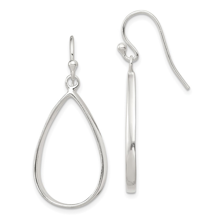 Sterling Silver Polished Teardrop Dangle Earrings QE12083