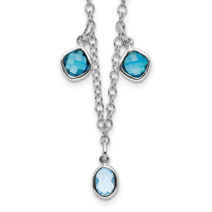 Sterling Silver Rhod-plat London and Sky Blue Topaz w/ 2in ext. Necklace QG5295-18