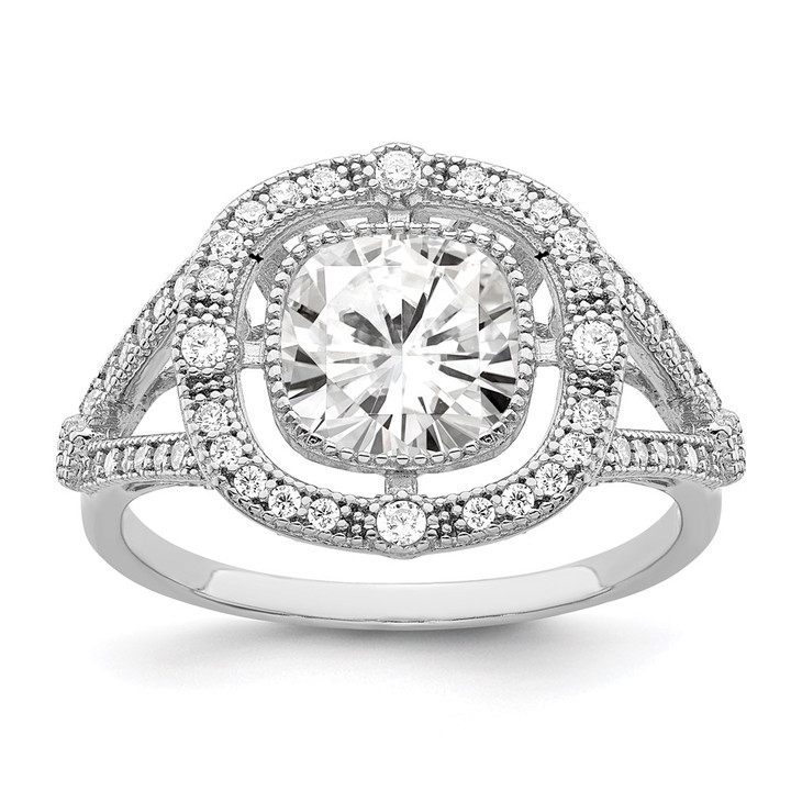Brilliant Embers Sterling Silver Rhodium-plated 51 Stone Fancy Micro Pav CZ Ring QMP921-7