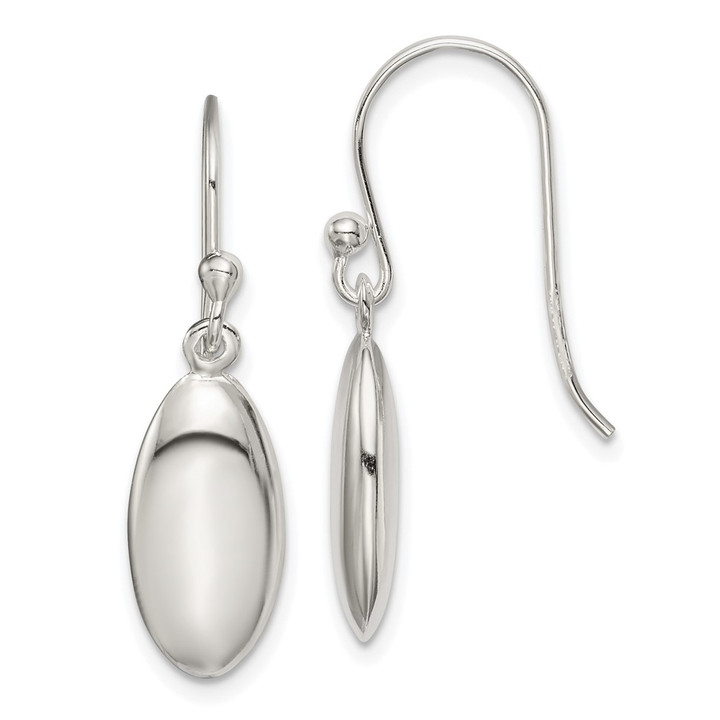 Sterling Silver Oval Bead Dangle Earrings QE14640