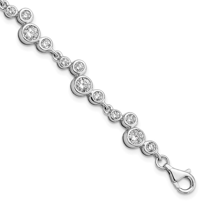 Sterling Silver Rhodium-plated CZ Bracelet QG5056-7.5