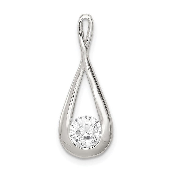 Sterling Silver Rhodium-plated CZ Tear Drop Pendant QP2571