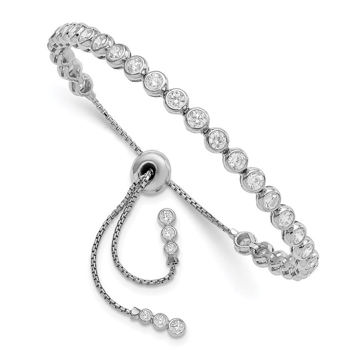 Sterling Shimmer Sterling Silver Rhodium-plated 34 Stone CZ Adjustable Bracelet QG4174