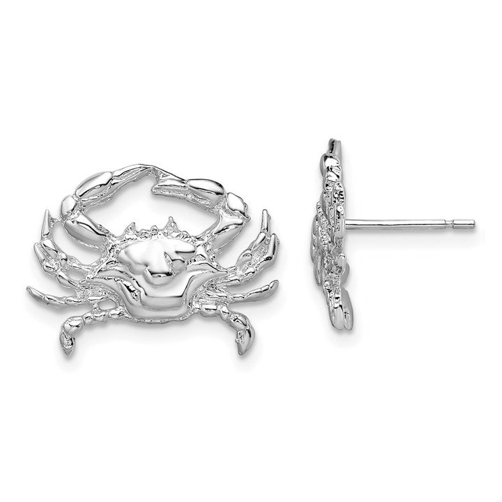 De-Ani Sterling Silver Rhodium-Plated Polished Blue Crab Post Earrings QE15498