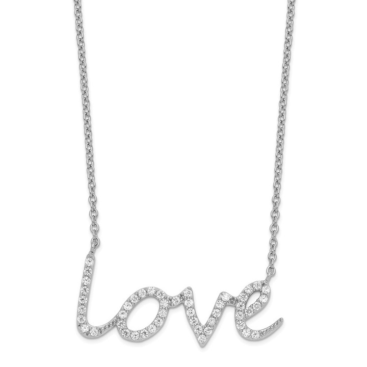 Cheryl M Sterling Silver Rhodium-plated Brilliant-cut CZ LOVE 18 Inch Necklace QCM1505-18