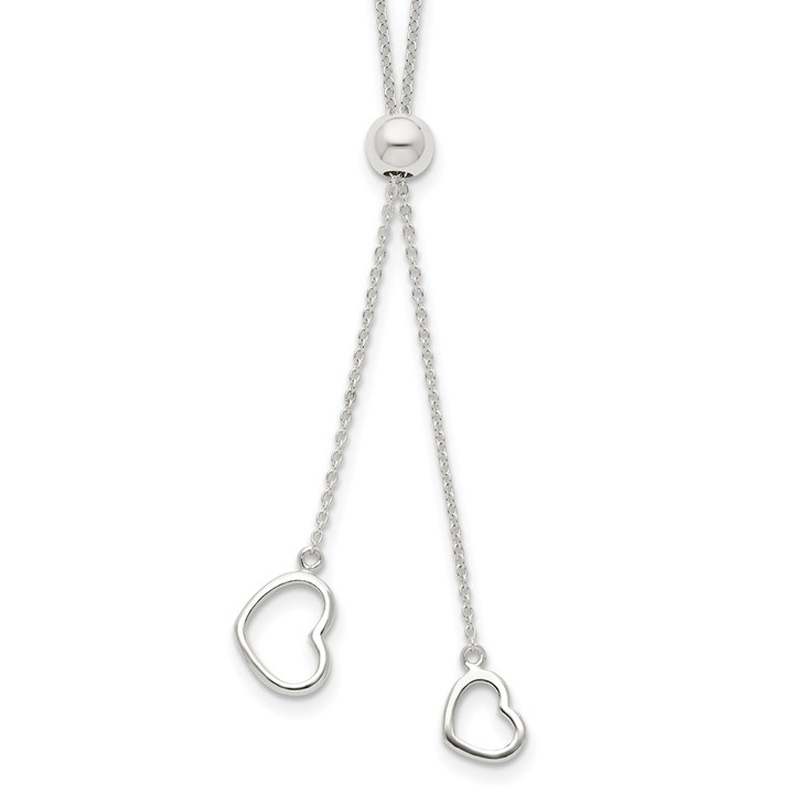 Sterling Silver Polished 2-Heart Adjusts up to 19.5 inch Necklace QG4371-19.5
