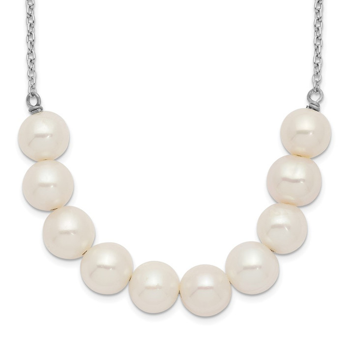 Sterling Silver Rhodium-plated 6-7mm White Near Round FWC Pearl Necklace QH5540-18