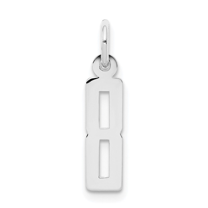 Sterling Silver/Rhodium-plated Elongated Polished Number 8 Charm QES08