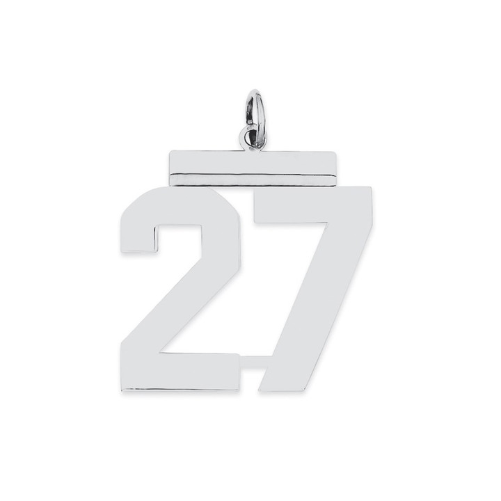 Sterling Silver/Rhodium-plated Polished Number 27 Charm QPL27