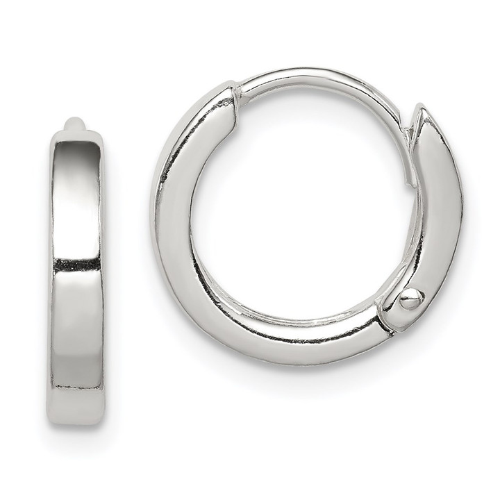 Sterling Silver Round Hinged Hoop Earrings QE3280