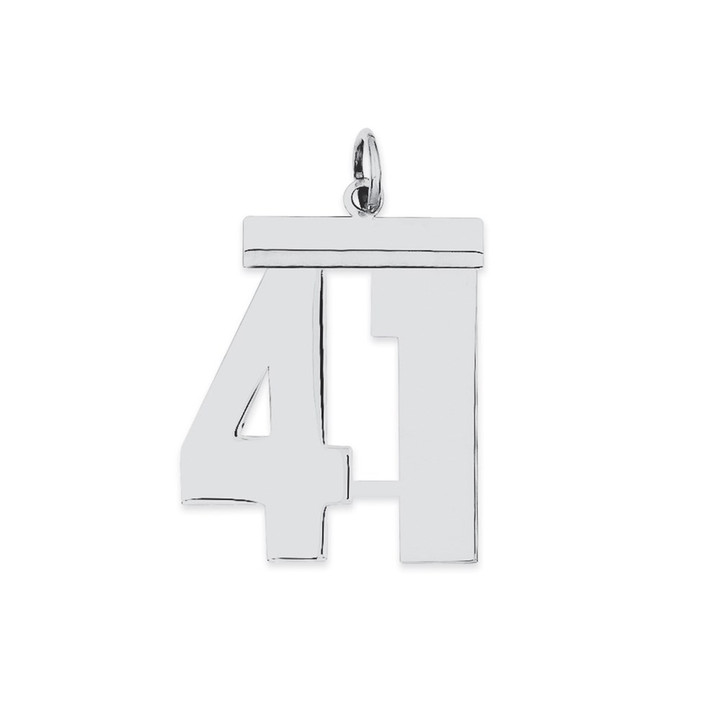 Sterling Silver/Rhodium-plated Polished Number 41 Charm QPL41