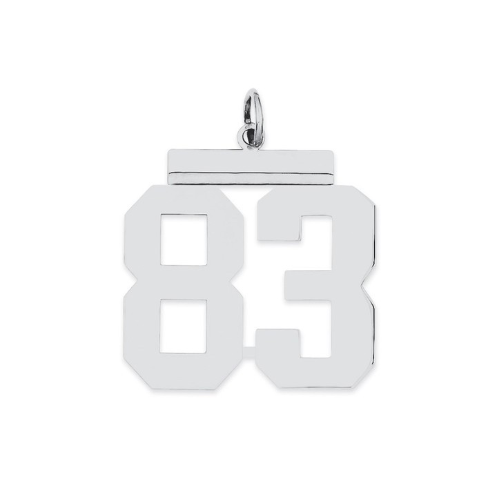 Sterling Silver/Rhodium-plated Polished Number 83 Charm QPL83