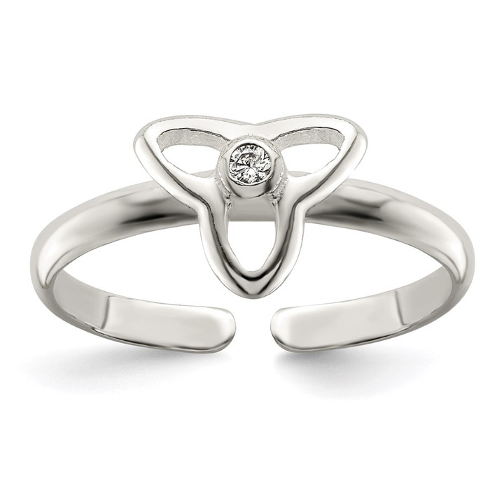 Sterling Silver CZ Polished Trinity Toe Ring QR2656