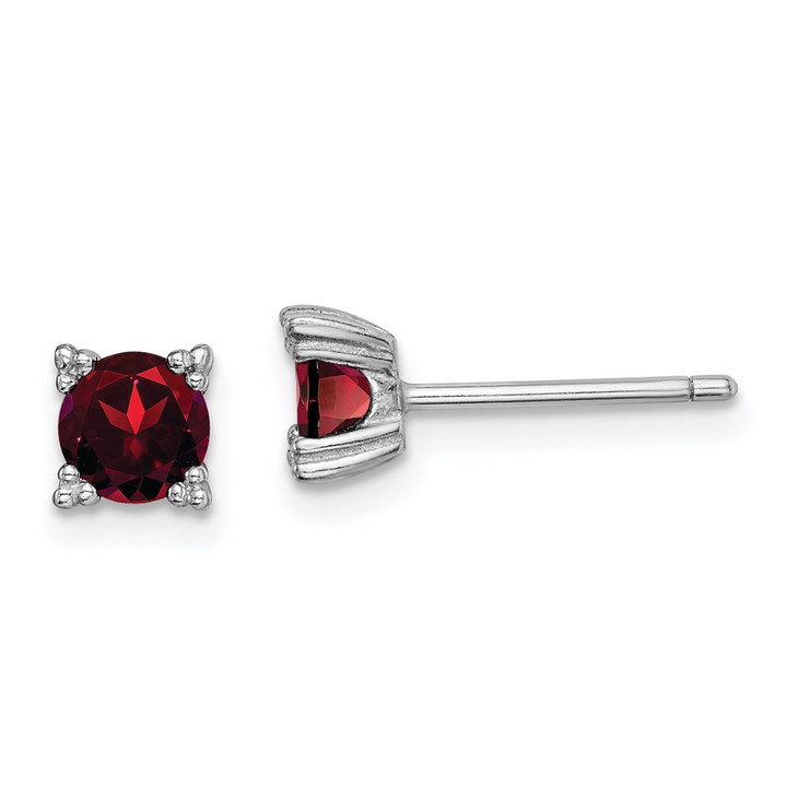 Sterling Silver Rhodium-plated Round 5mm Garnet Post Earrings QE15116GA