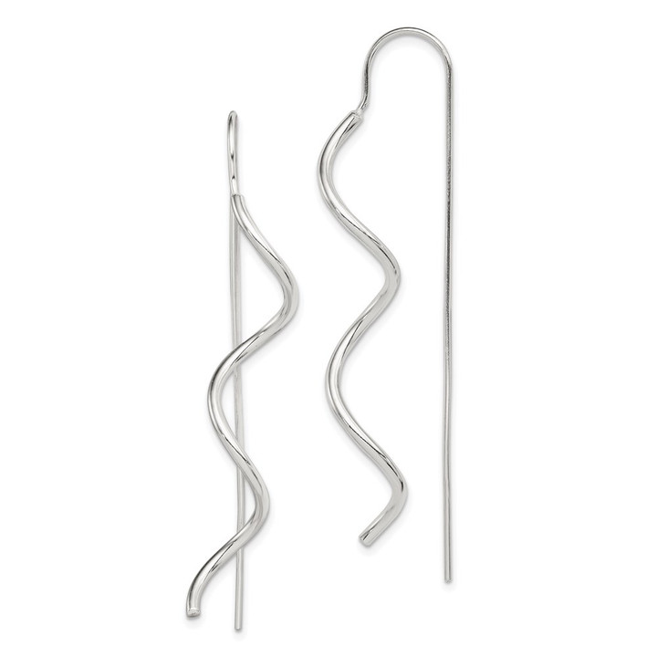 Sterling Silver Polished Spiral Dangle Earrings QE9067