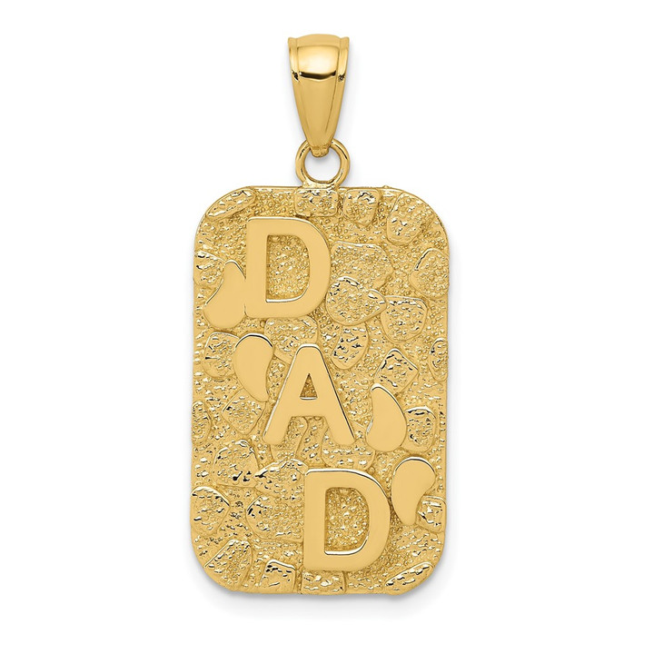 10K DAD Gold Nugget Dog Tag Pendant 10K4733