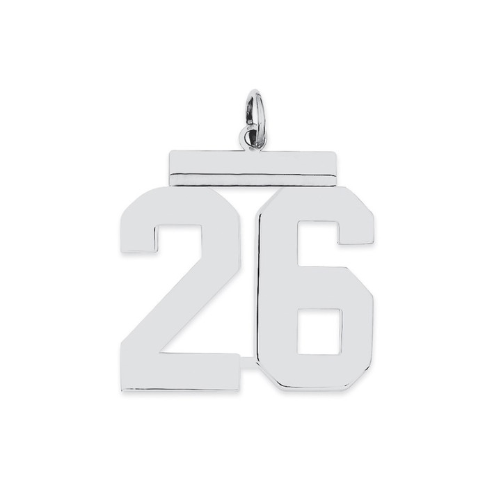 Sterling Silver/Rhodium-plated Polished Number 26 Charm QPL26