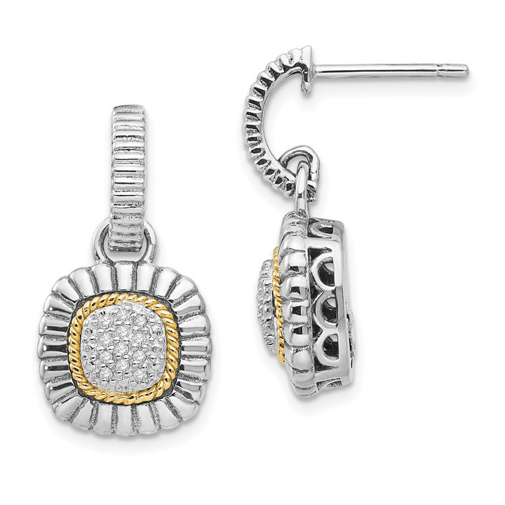Shey Couture Sterling Silver with 14K Accent Diamond Dangle Post Earrings QTC1176