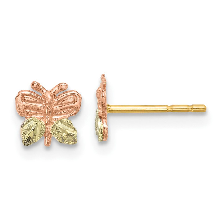 10k Tri-Color Black Hills Gold Butterfly Earrings 10BH698