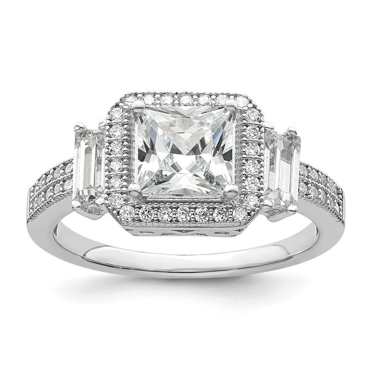 Brilliant Embers Sterling Silver Rhodium-plated 51 Stone Micro Pav CZ Ring QMP945-7