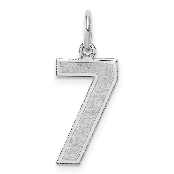 Sterling Silver/Rhodium-plated Satin Number 7 Charm QPM07