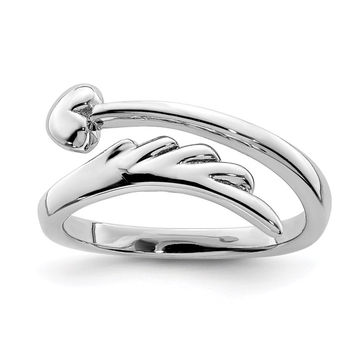 Sterling Silver Rhodium-plated Heart w/Wing Toe Ring QR6045