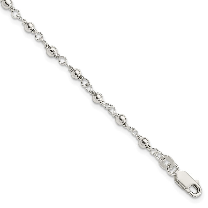 Sterling Silver Bead and Link Bracelet QG1629-7.25
