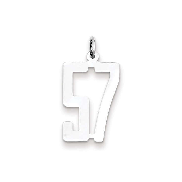 Sterling Silver/Rhodium-plated Elongated Number 57 Charm QES57