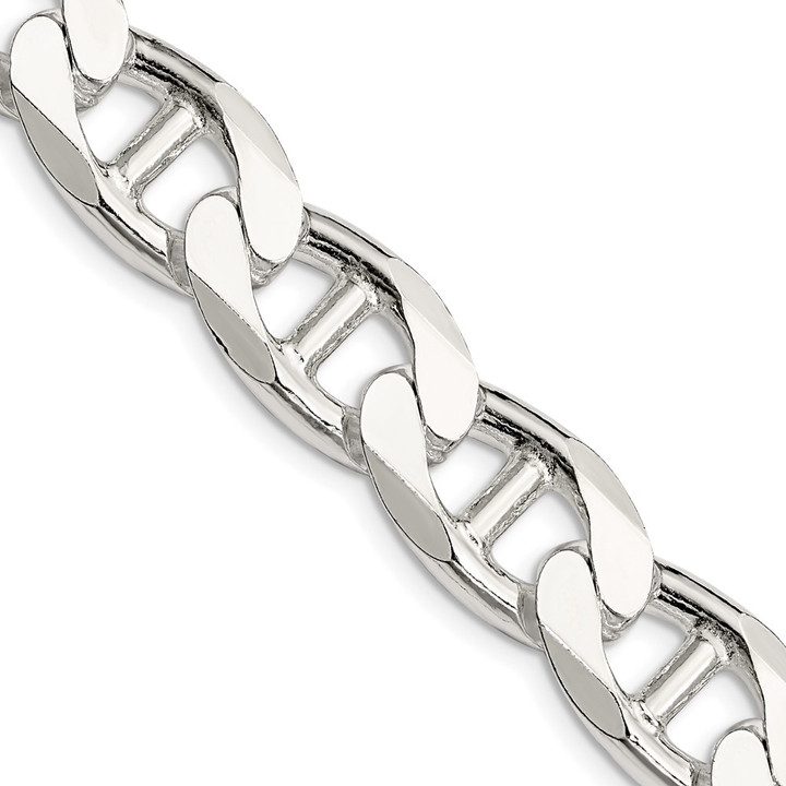 Sterling Silver 13.5mm D/C Flat Anchor Curb Chain QFAN350-24