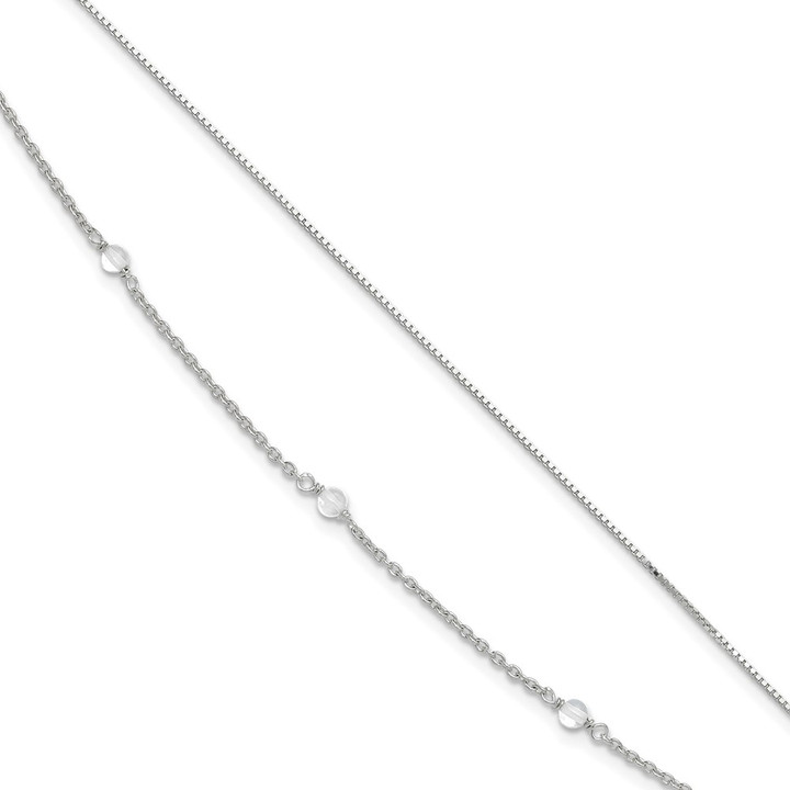 Sterling Silver Clear Crystal Beaded  Anklet QG1391-9