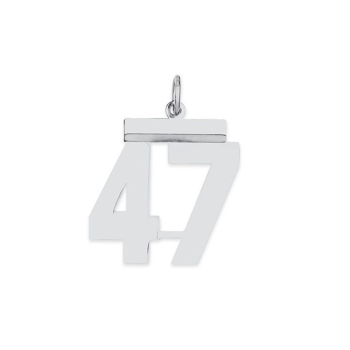 Sterling/Silver Rhodium-plated Polished Number 47 Charm QMS47