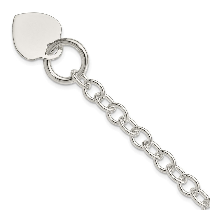 Sterling Silver Engraveable Heart Disc Toggle Bracelet QG2169-7.75