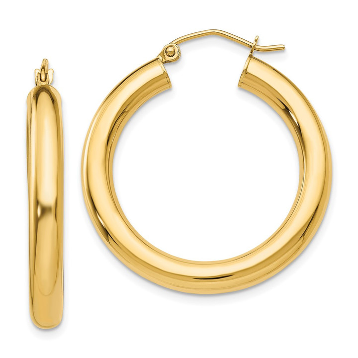 10k Polished 4mm Lightweight Tube Hoop Earrings 10T949L